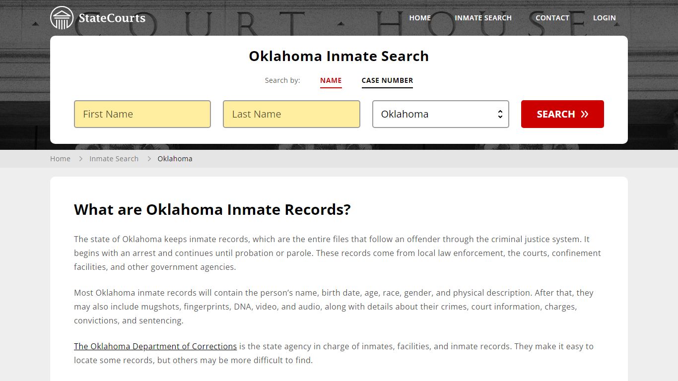 Oklahoma Inmate Search, Prison and Jail Information - StateCourts